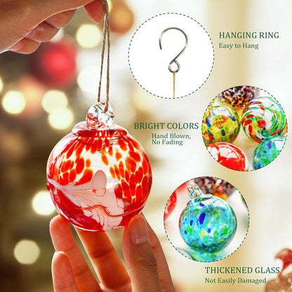 12 Pcs 2.3 Inch Christmas Ball Ornaments Hand Blown Glass Ornaments for Christmas Tree Gazing Balls