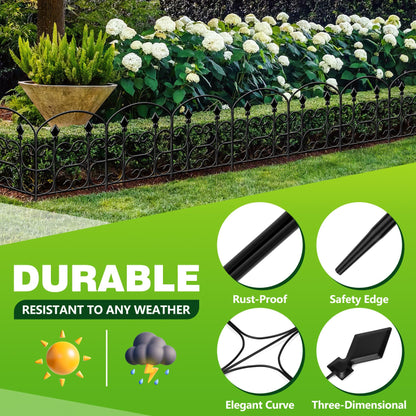 QIAOKAIYAN 24in(H) x 10.83ft(L) Decorative Garden Fence - Tall Garden Fence Animal Barrier 10 Pack