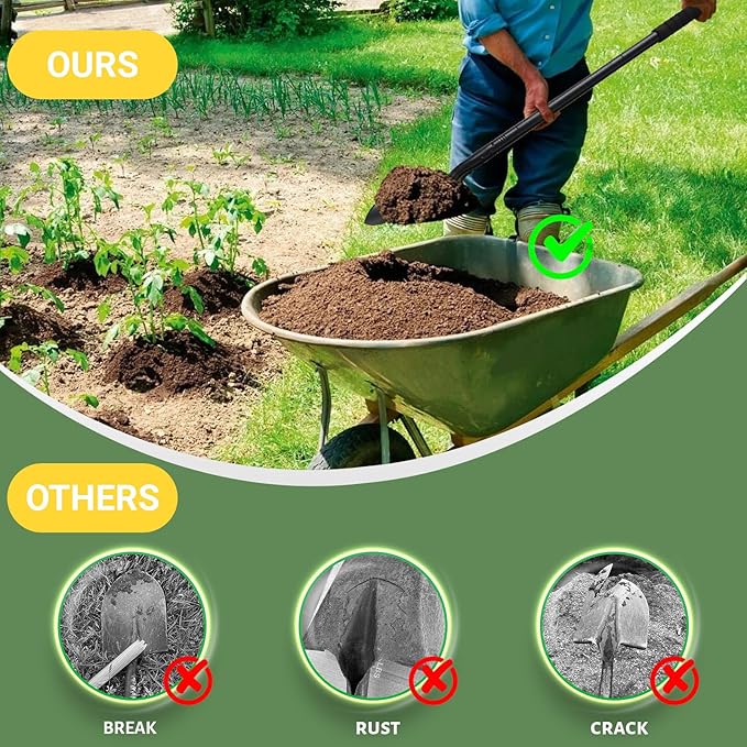 Small Shovels for Digging, Garden Spade Shovel Beach Shovels with 43.3in Handle,Heavy Duty Portable