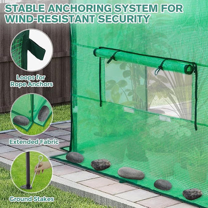COOS BAY 6x6 FT Portable Walk-in Greenhouse, Pop up Outdoor Green House with Power Access Openings