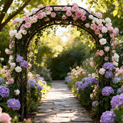 Metal Garden Arch 98.4" H Garden Arbor Trellis for Outdoor Climbing Plants Support Rose Lawn Tall
