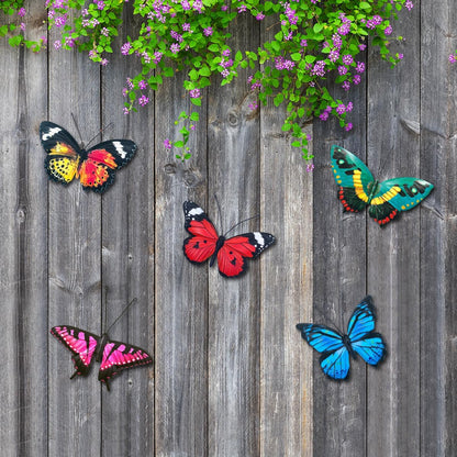 EOORAU Metal Butterfly Wall Decor - 5 Pack Lifelike Butterflies Wall Art Sculpture Hanging