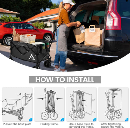 Wagon Cart Shopping Foldable Folding Collapsible with Wheels Big On Beach Garden Outdoor Grocery