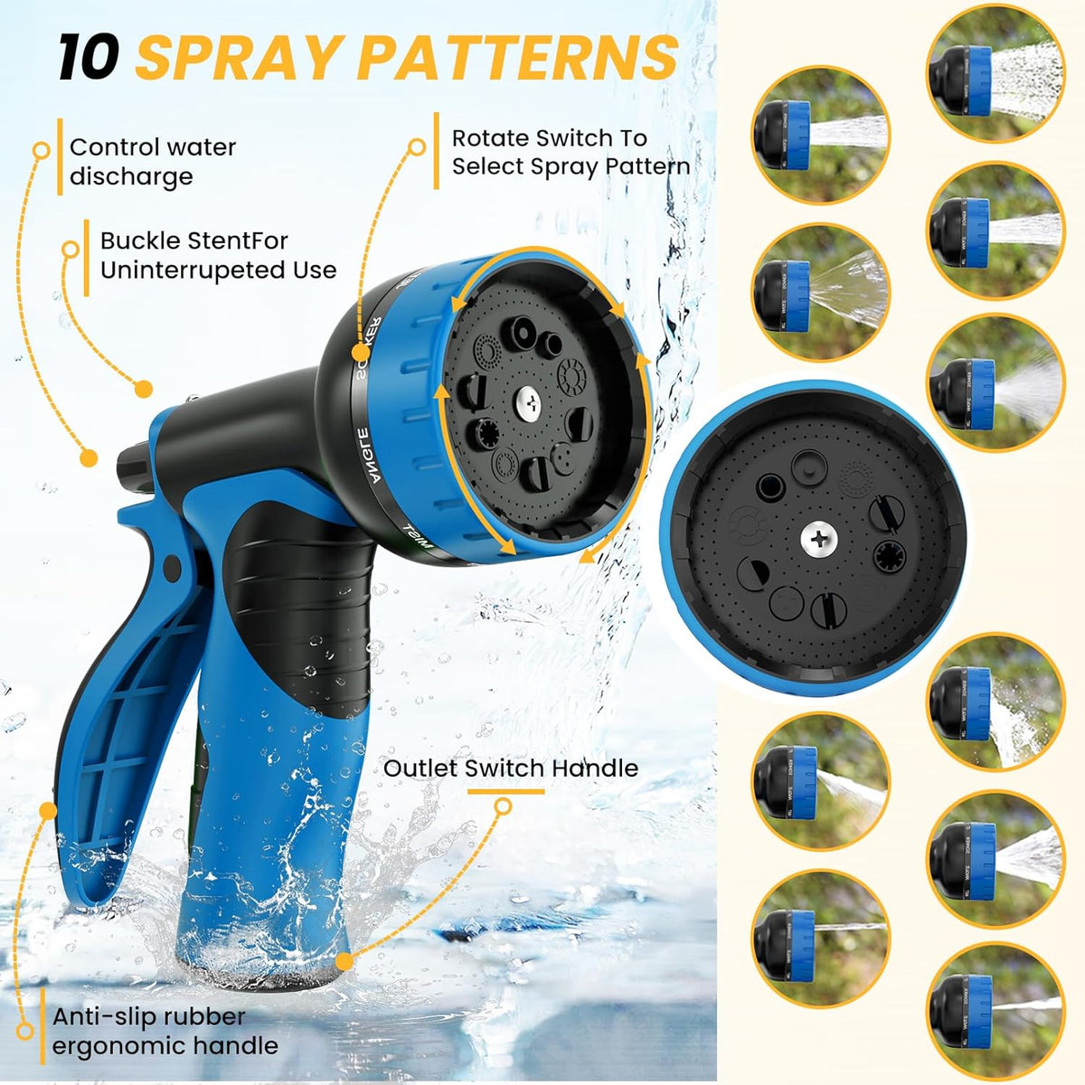 Lefree Garden Hose 75ft, Metal Garden Hose, Stainless Steel Hose with 10-Function Nozzle, Flexible