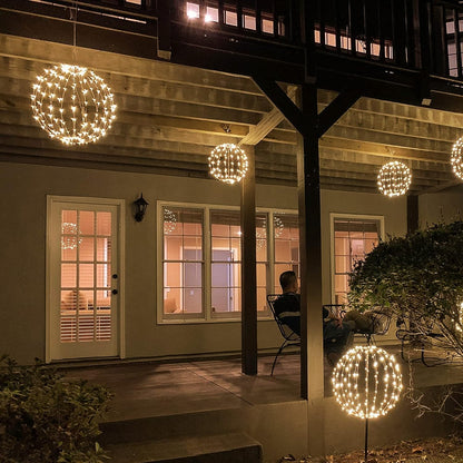 Lightshare 16IN 128LED Light Ball Yard Decoration Pathway Lights Sphere Light with Fold Flat Metal