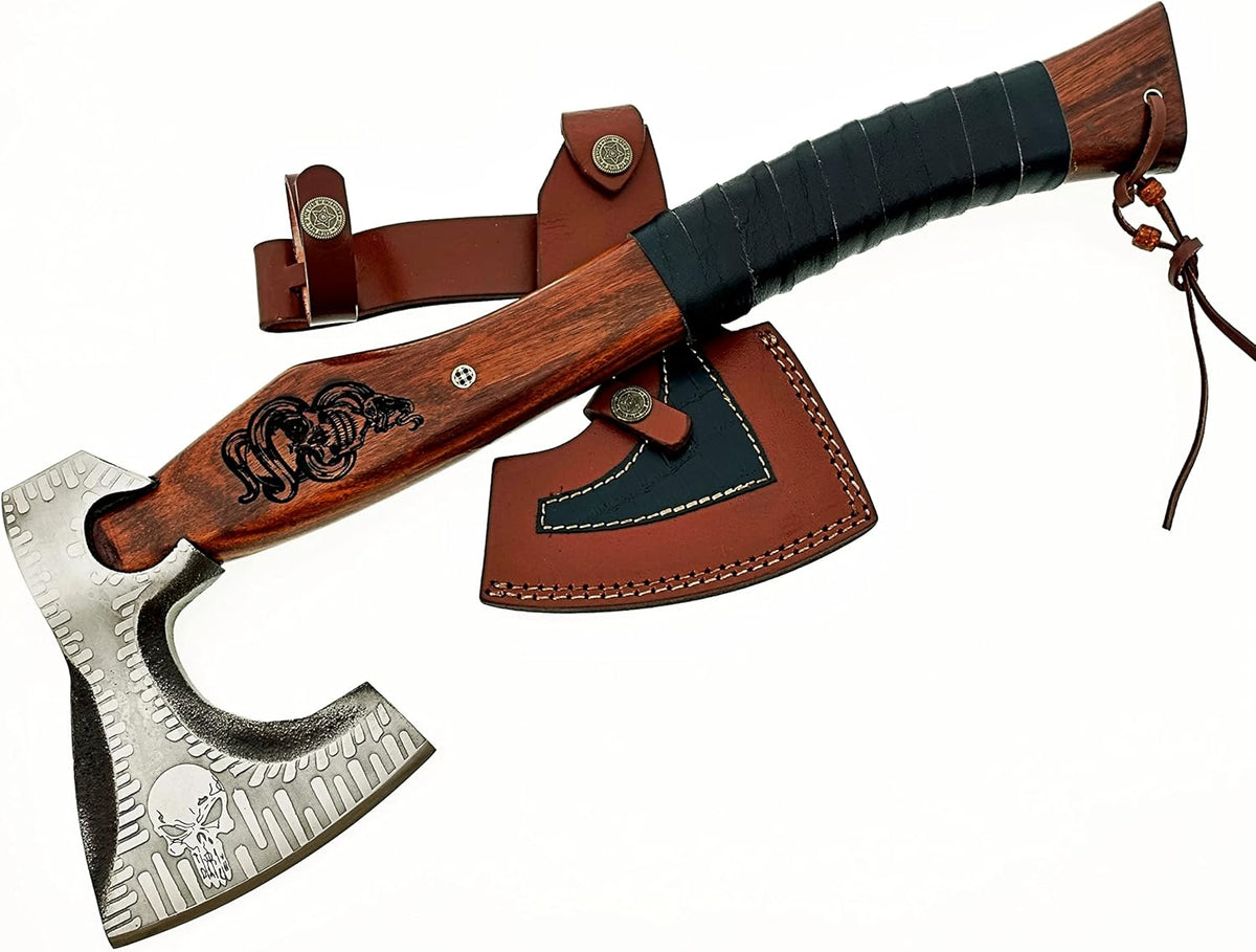 Carbon Steel Blade Viking Axe Hatchet Tomahawk Hunting Knife Camping Outdoor. SM144