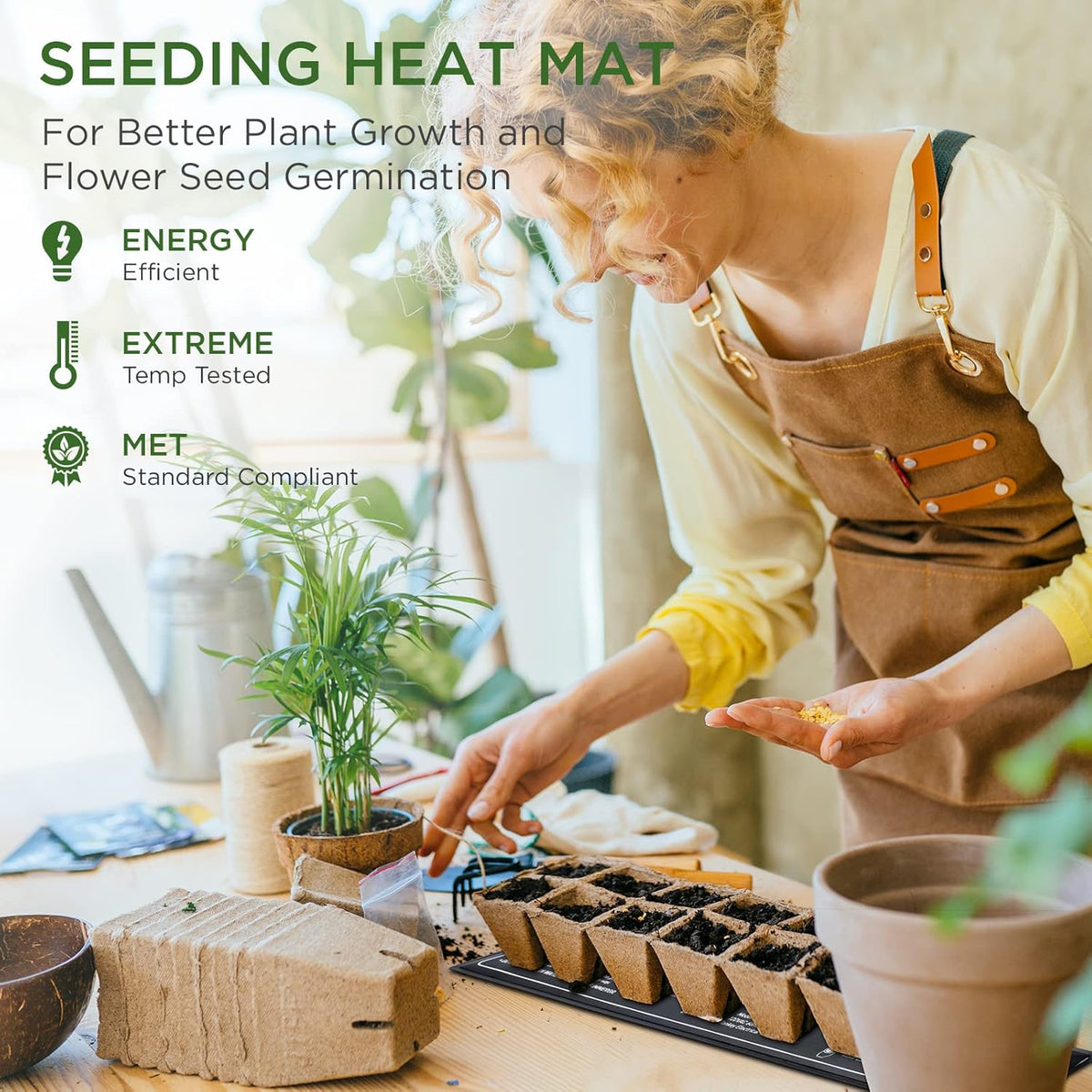 Seedfactor MET Certified Seedling Heat Mat, Adjustable Temperature Waterproof Durable Germination