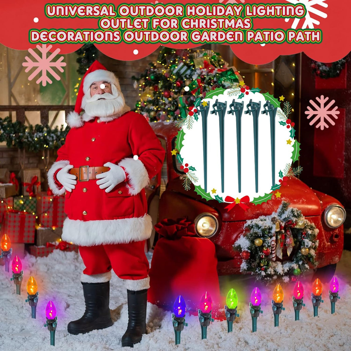 Jetec 150 Pieces Christmas Light Stakes Universal Yard Lawn Holiday 7.5 Inches Light Ground Stakes