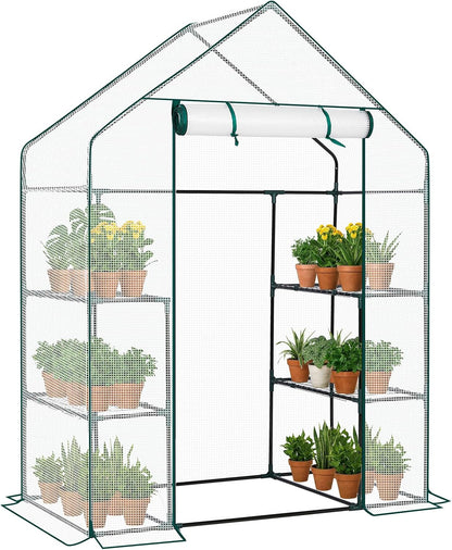 Outvita Walk-in Greenhouse, Outdoor Durable PE Plant Green House for Frost Protection with 3 Tiers