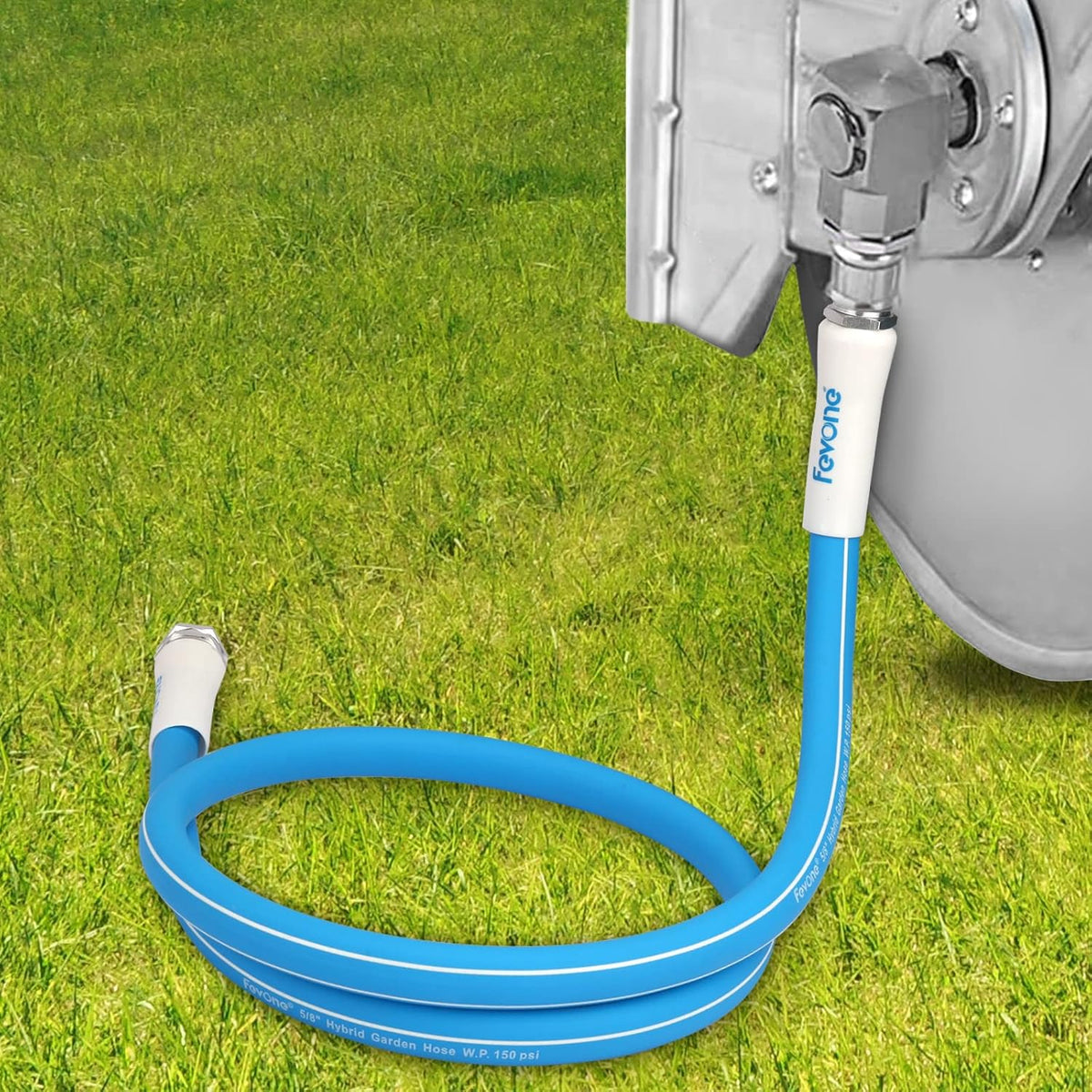 Fevone 5 ft x 5/8" Leader Hose for Hose Reel Connector, 150 PSI Heavy Duty Lead-In Hose with 3/4"
