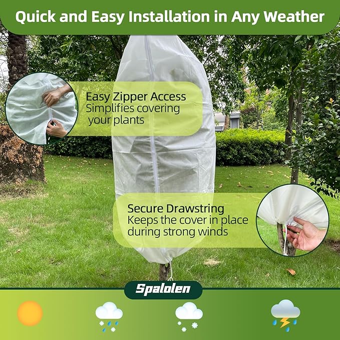 2 Pack Plant Covers Freeze Protection, 40"W x 45"H Winter Frost Blanket 2.36 oz/yd² Fabric Frost