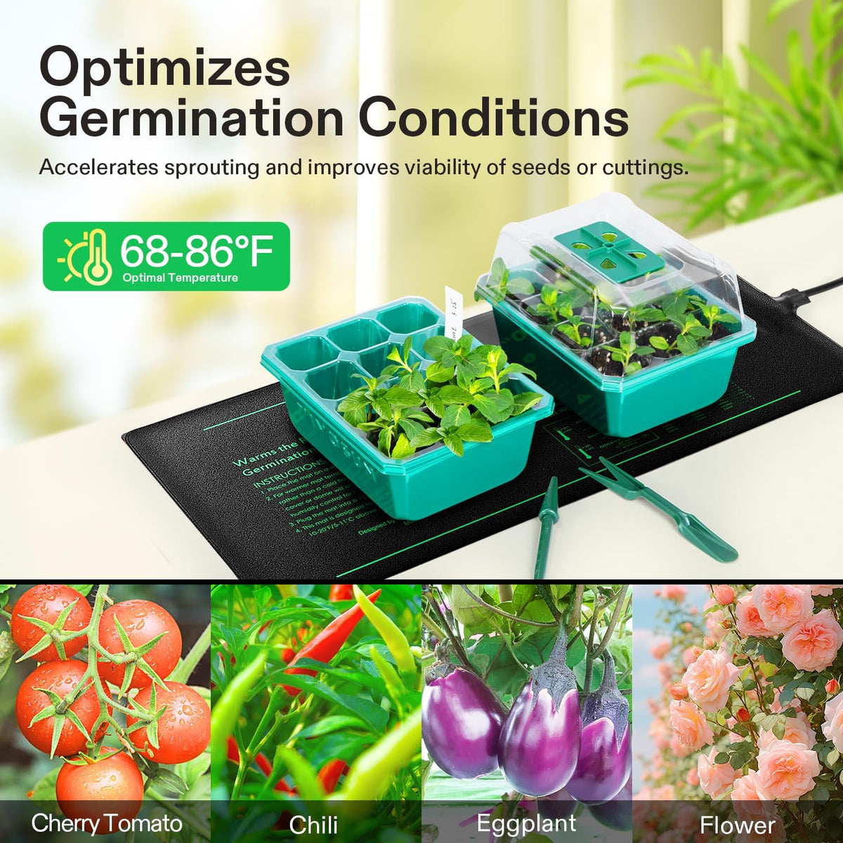 VIVOSUN 10"x 20.75" Seedling Heat Mat and Digital Thermostat Combo Set, UL & MET-Certified Warm