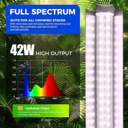 Barrina T8 LED Grow Light 4FT,168W(4 x 42W), 1000W Equivalent, Full Spectrum, V-Shape with