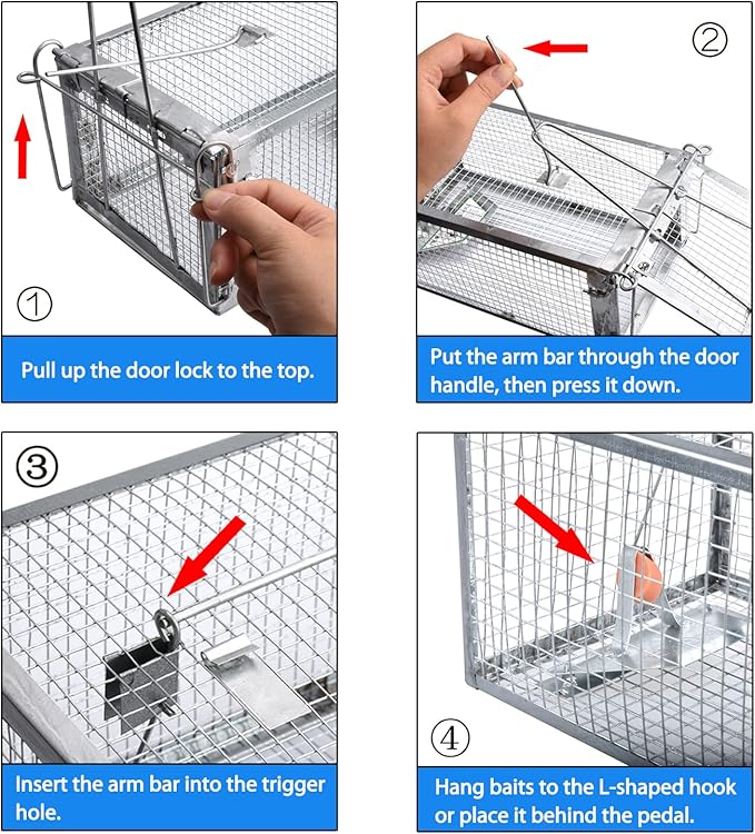 Gingbau 2-Pack Rat Traps Live Chipmunk Trap Cages for Indoor and Outdoor Use