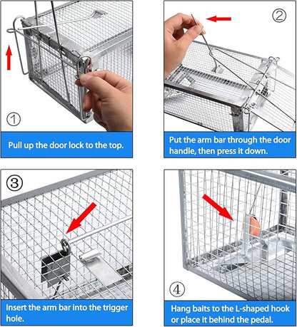 Gingbau 2-Pack Rat Traps Live Chipmunk Trap Cages for Indoor and Outdoor Use