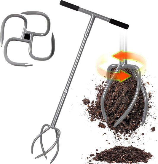 Walensee Upgrade Twist Tiller Manual Hand Tiller Garden Claw Cultivator with a Removable Big Claw
