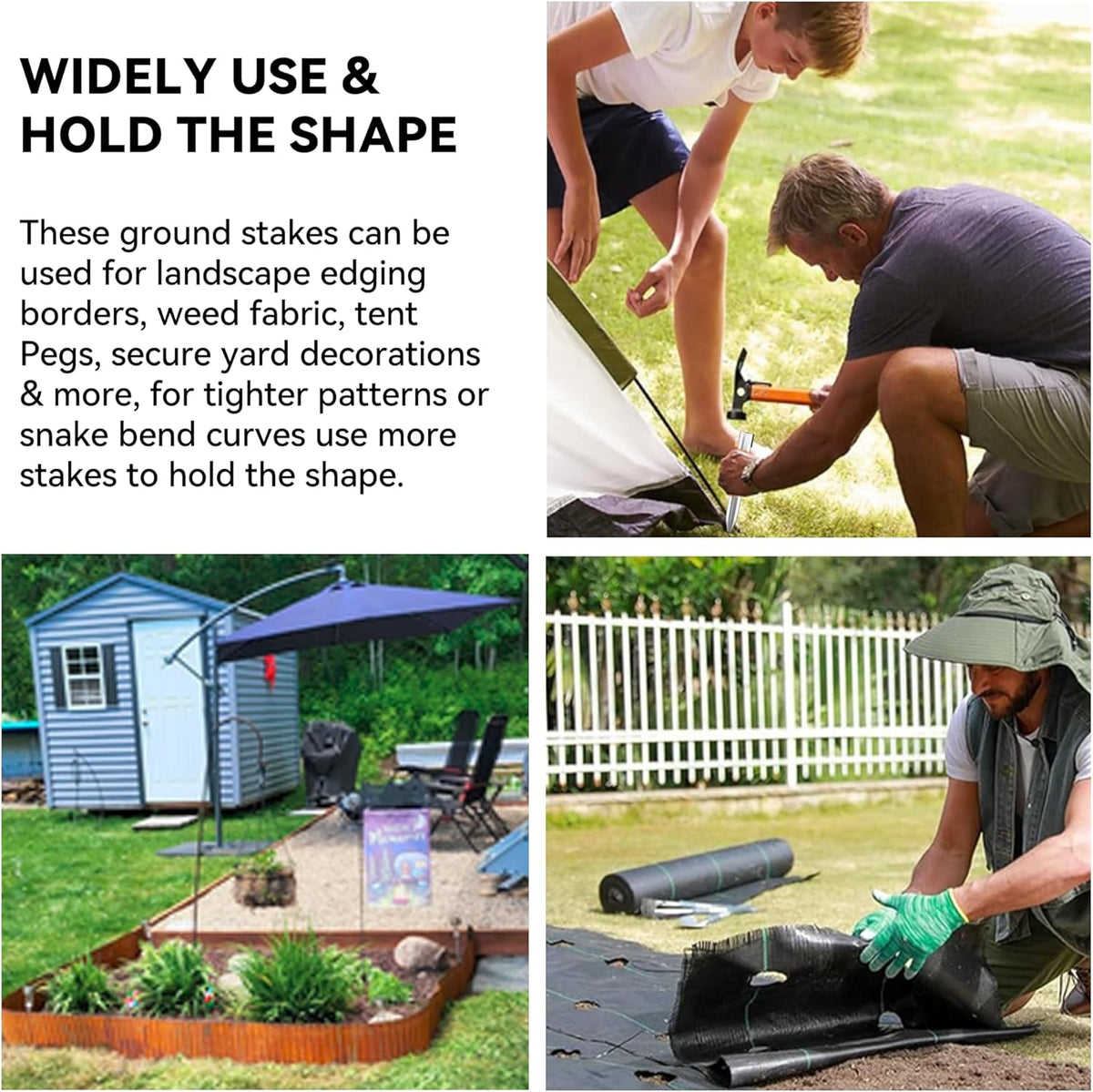 Worth Landscape Edging Stakes, 13Pcs 8Inch Corrugated Metal Garden Stakes Galvanized Steel Bender