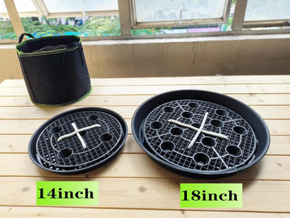 Plastic Plant Saucer Stand,4-Pack 14 inch, Elevated Plant Saucer Self-Watering Fabric Pot Base, Use