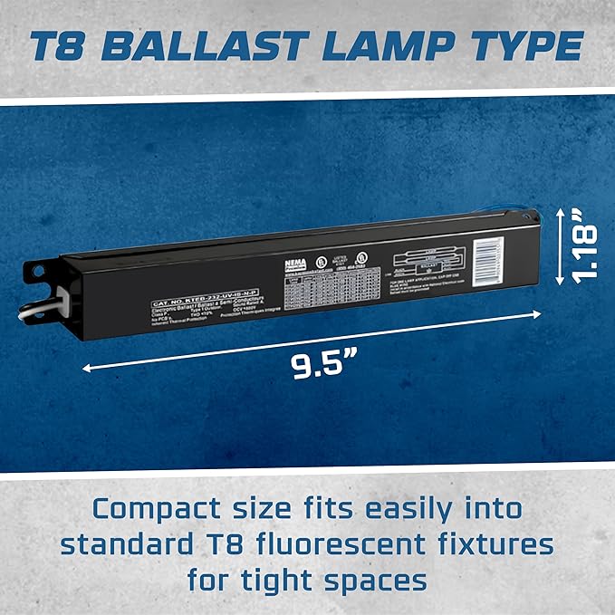 OHLECTRIC Replacement for Keystone KTEB-232-UV-IS-N-P 2 Lamp T8 Electronic Fluorescent Ballast with