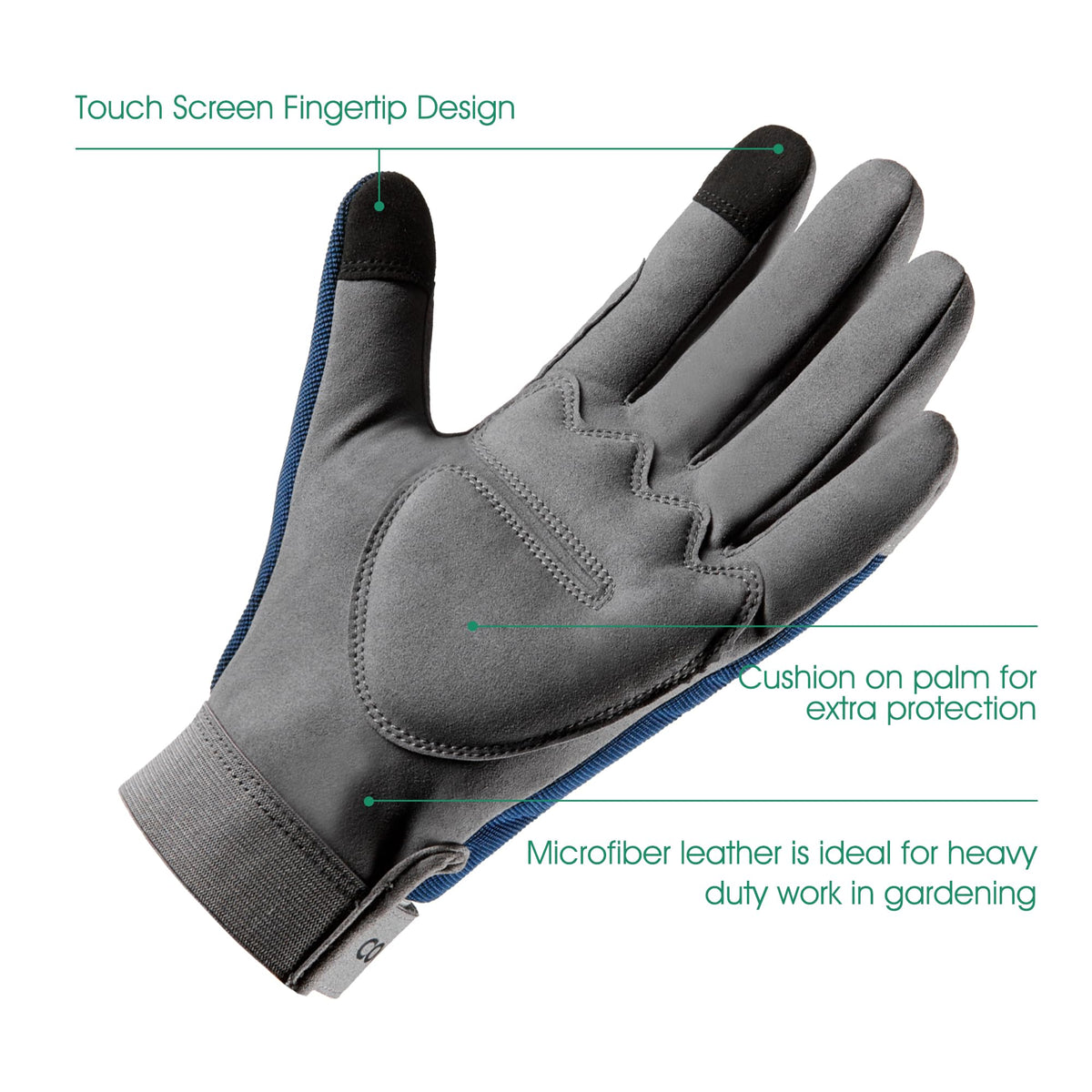 COOLJOB Thorn Proof Garden Gloves with Touchscreen Fingers for Men, Rose Pruning Work Gloves with