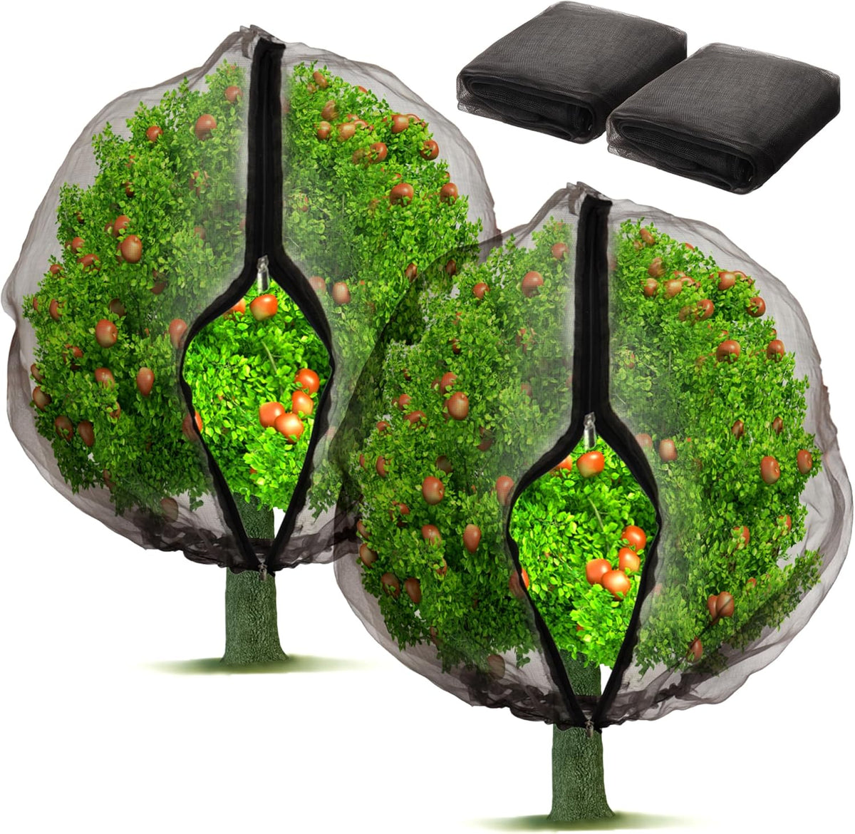2 Pack Fruit Tree Netting Bags with Zipper and Drawstring, Ultra Fine Mesh Garden Netting Plant