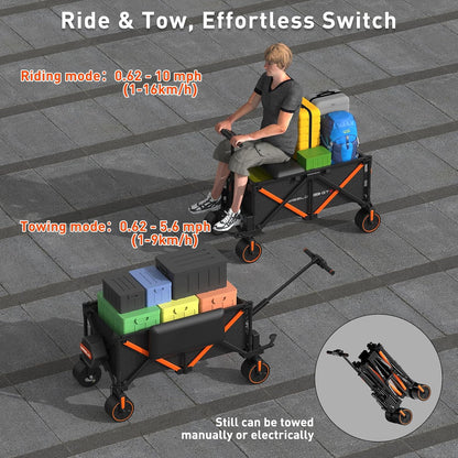 WISELD GT3 Electric Wagon Cart with 2 Seats, Dymanic Load 551LBS/Static 771LBS, All Terrain Wagon
