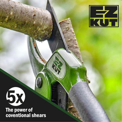 EZ Kut Heavy Duty Pruning Shears Green - with Ratcheting Action Great Garden Hand Tool Clippers