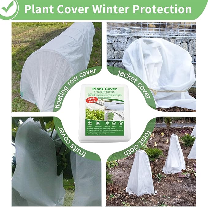 SPORTYOUTH Plant Covers Freeze Protection 10 x 50 FT 1.2 oz/yd² Frost Cloth Blankets Large Thicker
