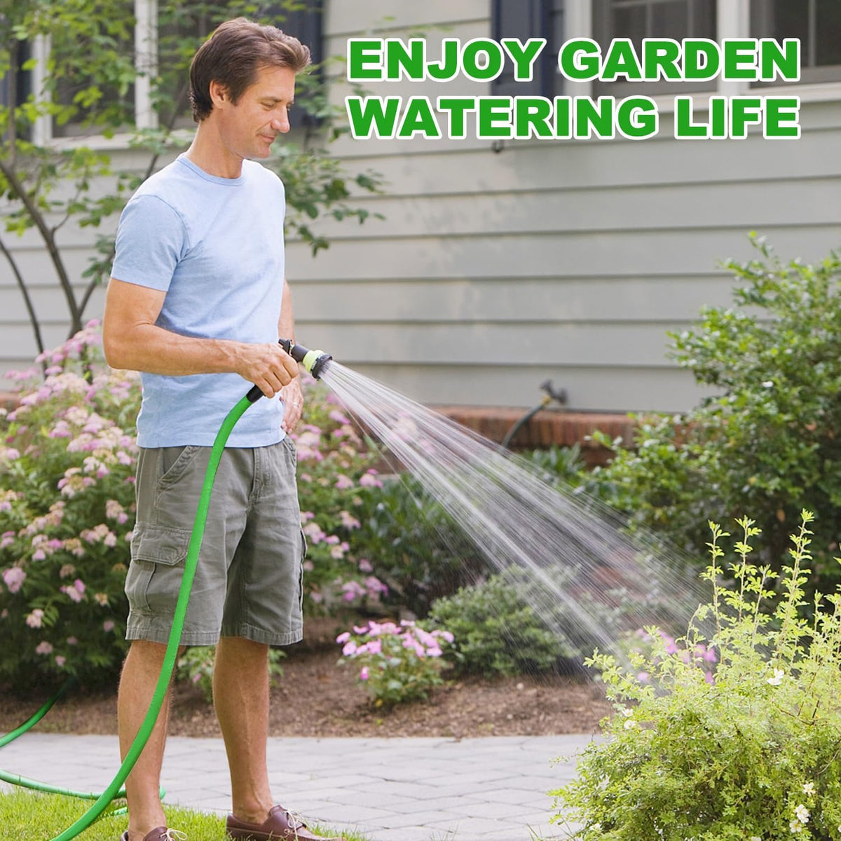 YOTOO Heavy Duty Hybrid Garden Water Hose 5/8-Inch by 75-Feet 150 PSI Kink Resistant, Flexible with