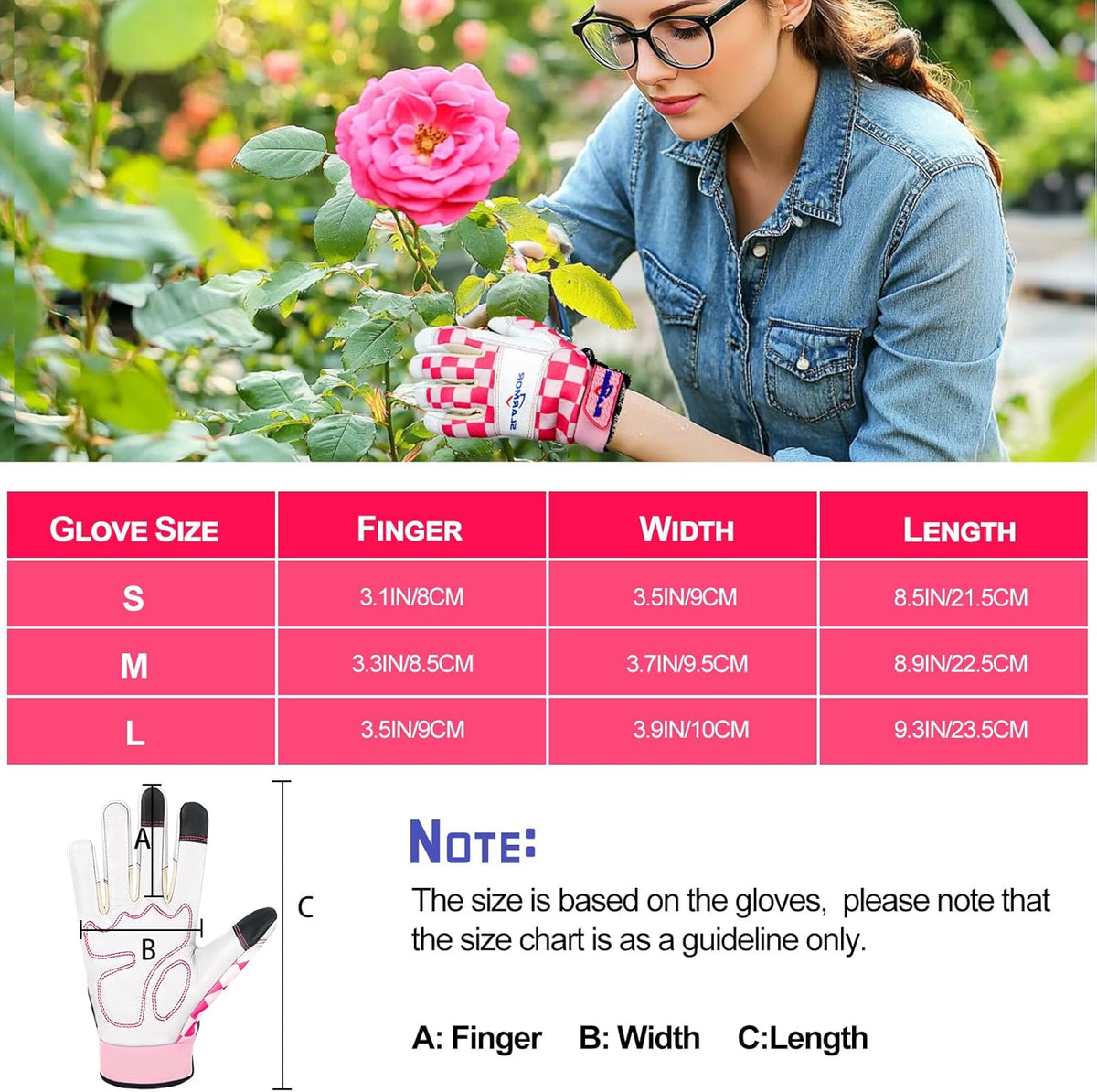 Leather-Gardening-Gloves for Women,Thorn-Proof Work-Gloves for Weeding,Digging,Planting,Pruning
