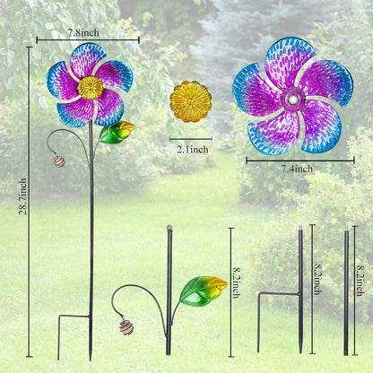 Viveta 2 Pack Wind Spinners with Metal Stake, 28.7 inches Outdoor Garden Pinwheels Spinners Purple