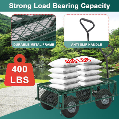 BestMassage Heavy Duty 500 Lbs Capacity Mesh Steel Garden Cart Folding Utility Wagon with Removable