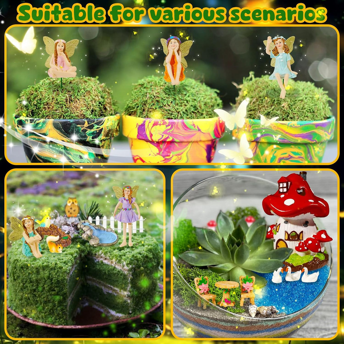 56 Pcs Fairy House Garden Kit Miniatures Fairy Garden Accessories Mini Resin Figurines Animals