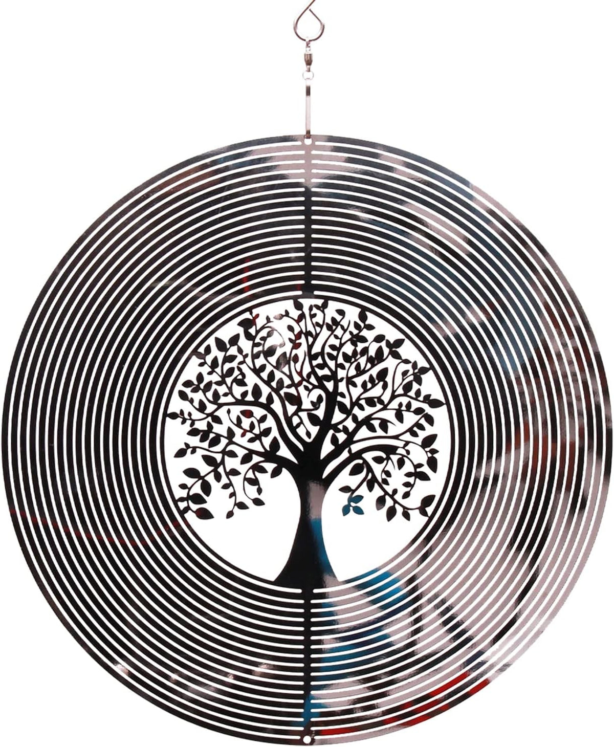 SPRING SONG Tree of Life 3D Wind Spinner for Yard and Garden Mirrored Stainless Steel Spinner