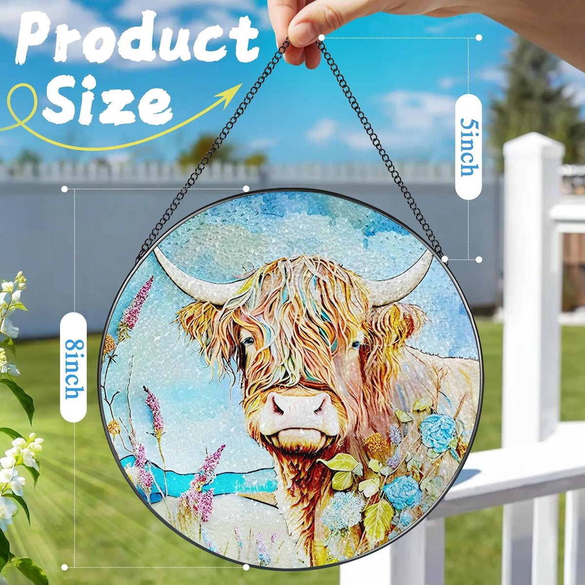 Stained Glass Window Hanging, Stained Glass Suncatcher, Cow Sun Catcher, Window Hanging Decor, Cow