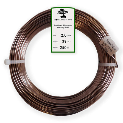 Anodized Aluminum 2.0mm Bonsai Training Wire 250g Large Roll (95 feet) - Choose Your Size and Color