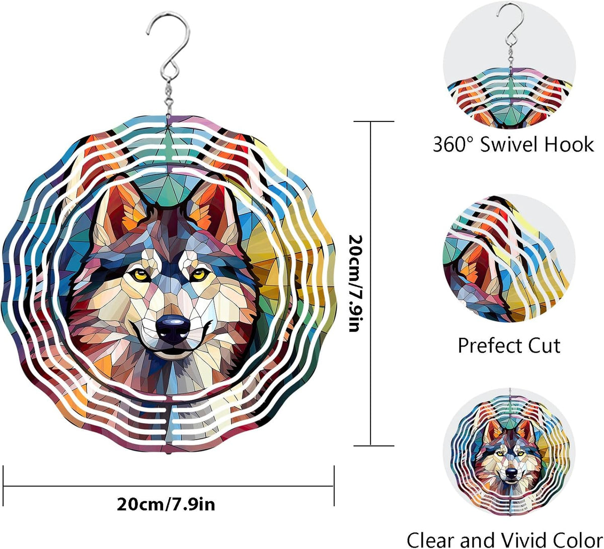 Husky Wind Spinner Pet Dog Memorial Gifts 3D Aluminum Metal Kinetic Hanging Wind Sculpture Spinners