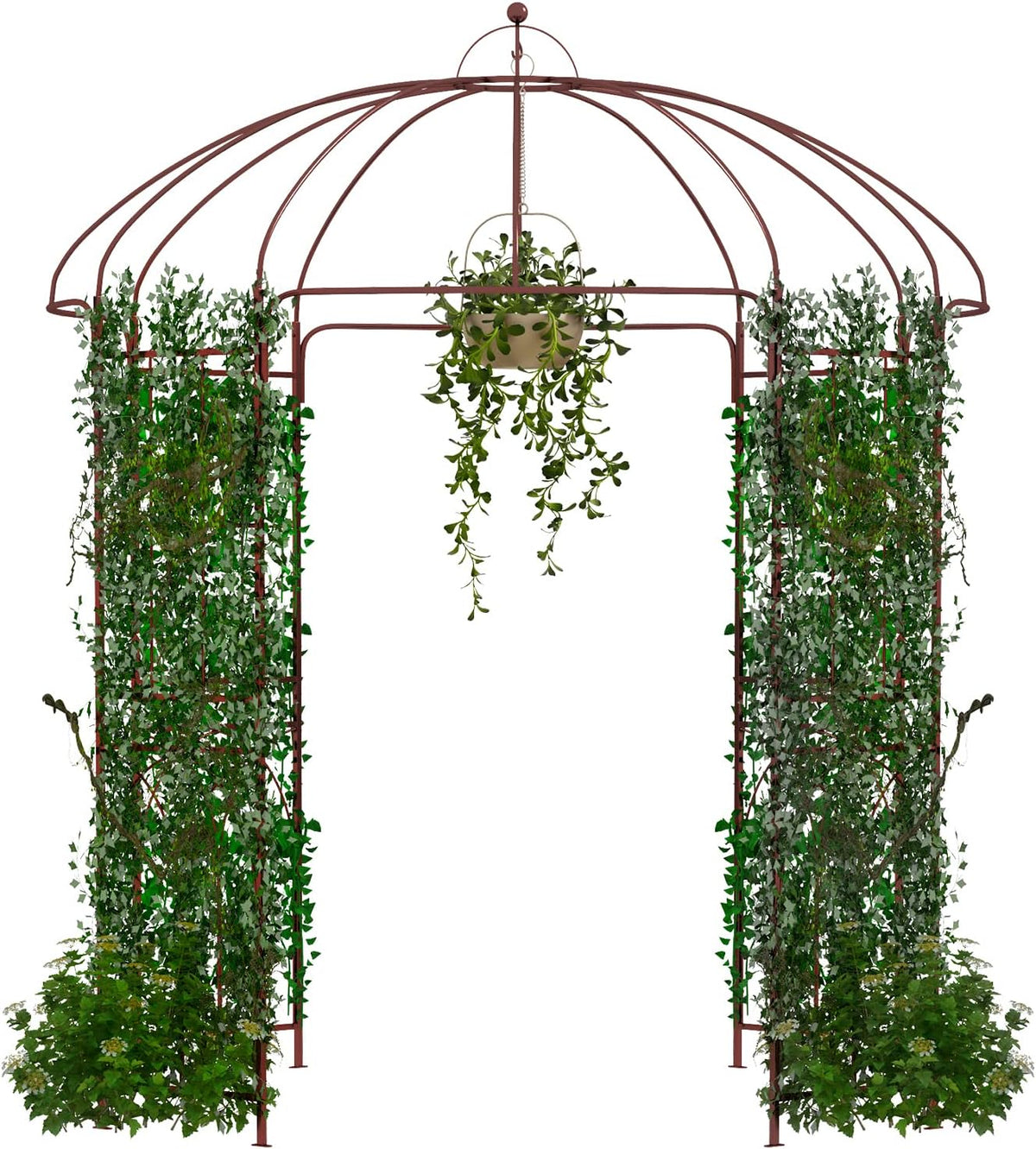 HAPPYGRILL Birdcage Shape Garden Arbor, 7 x 8.4 ft Heavy Duty Metal Garden Gazebo Pergola with