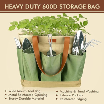 YAUNGEL Gardening Tools - 10 Pcs Garden Tool Set Heavy Duty Stainless Steel Garden Supplies Hand
