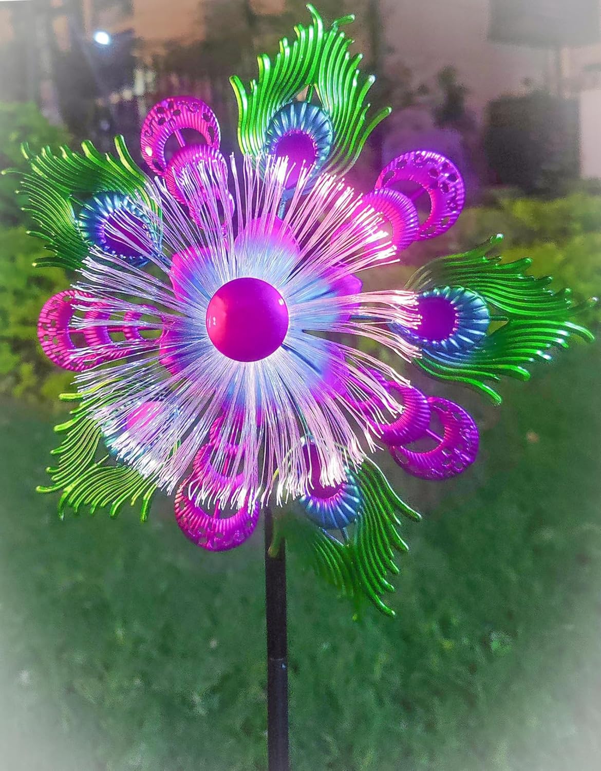 Solar Peacock Wind Spinners for Yard and Garden, 40 Inch Solar Windmill Garden Whirligig Kinetic