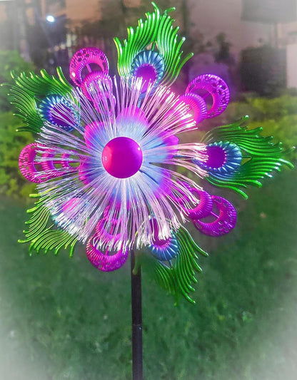 Solar Peacock Wind Spinners for Yard and Garden, 40 Inch Solar Windmill Garden Whirligig Kinetic