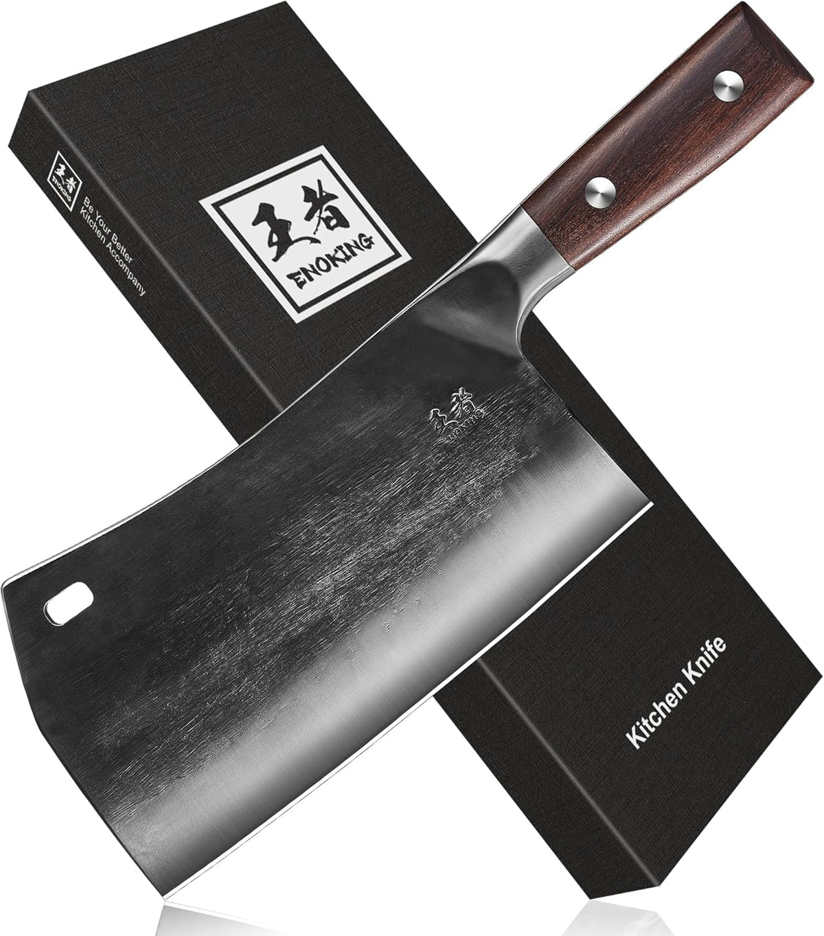 ENOKING Cleaver Knife, 7.5 Inch Hand Forged Meat Cleaver Heavy Duty Bone Chopper German High Carbon