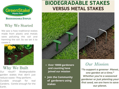 100 ct. Contractor Grade 4-Inch Biodegradable Stakes - Eco-Friendly Sod Staples for Weed Fabric