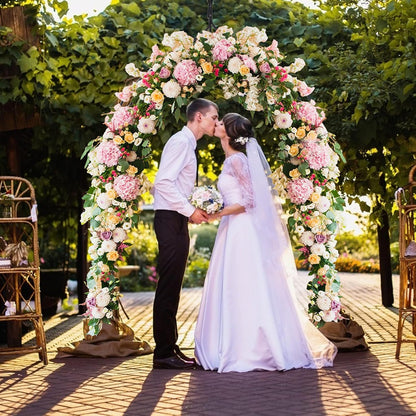 S AFSTAR 9.5 Ft Metal Arch, Outdoor Garden Arch for Various Climbing Plant Flower, Wedding Backdrop