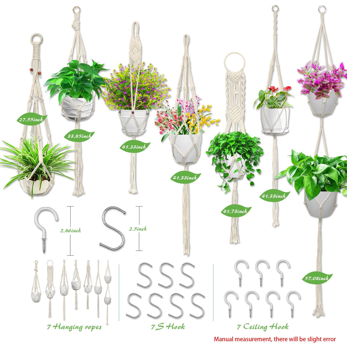 IGaiety Macrame Plant Hangers 7 Pack for Indoor Outdoor Boho Home Decor