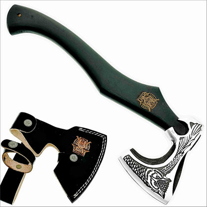 SHINY CRAFTS-Axes Handmade Viking Axe Hatchet Norse Battle Axe-with Carbon Steel Head and Black