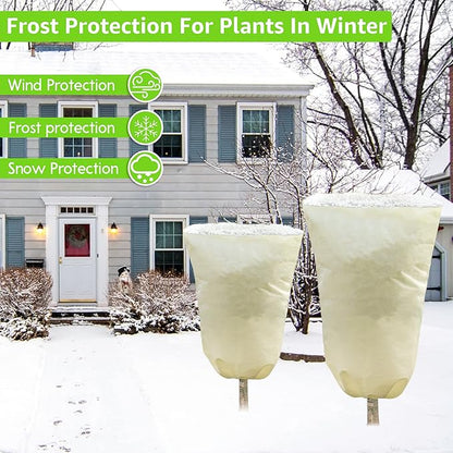 MIXC 4 Packs 2 Size Plant Covers Freeze Protection, Winter Plant Cover Cold Weather Tree Frost