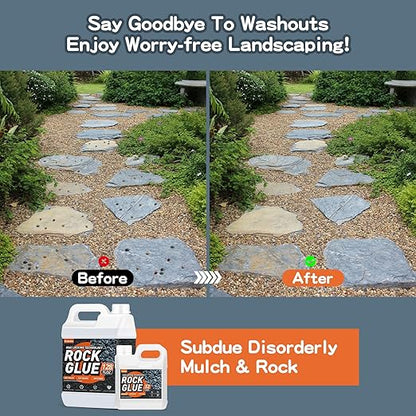Rock Glue, 1Gallon Mulch Glue for Landscaping, Fast-Dry Strong Pea Gravel Stabilizer Landscape