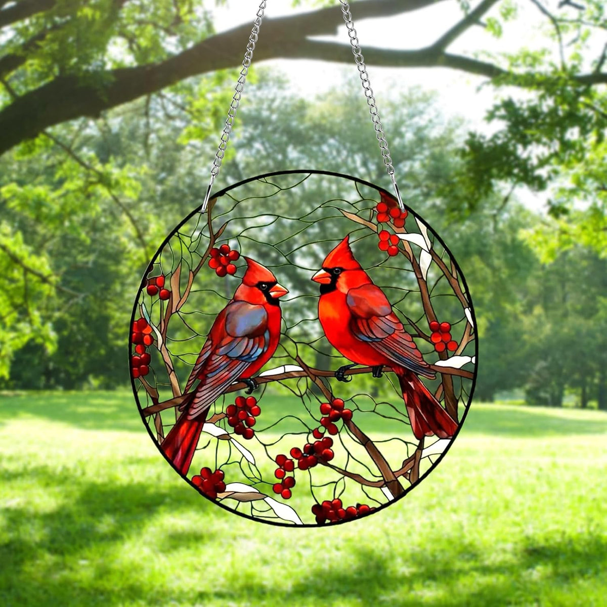 8" Cardinal Window Decorations– Acrylic Hanging Ornament for Door & Window, Decorative Accent for
