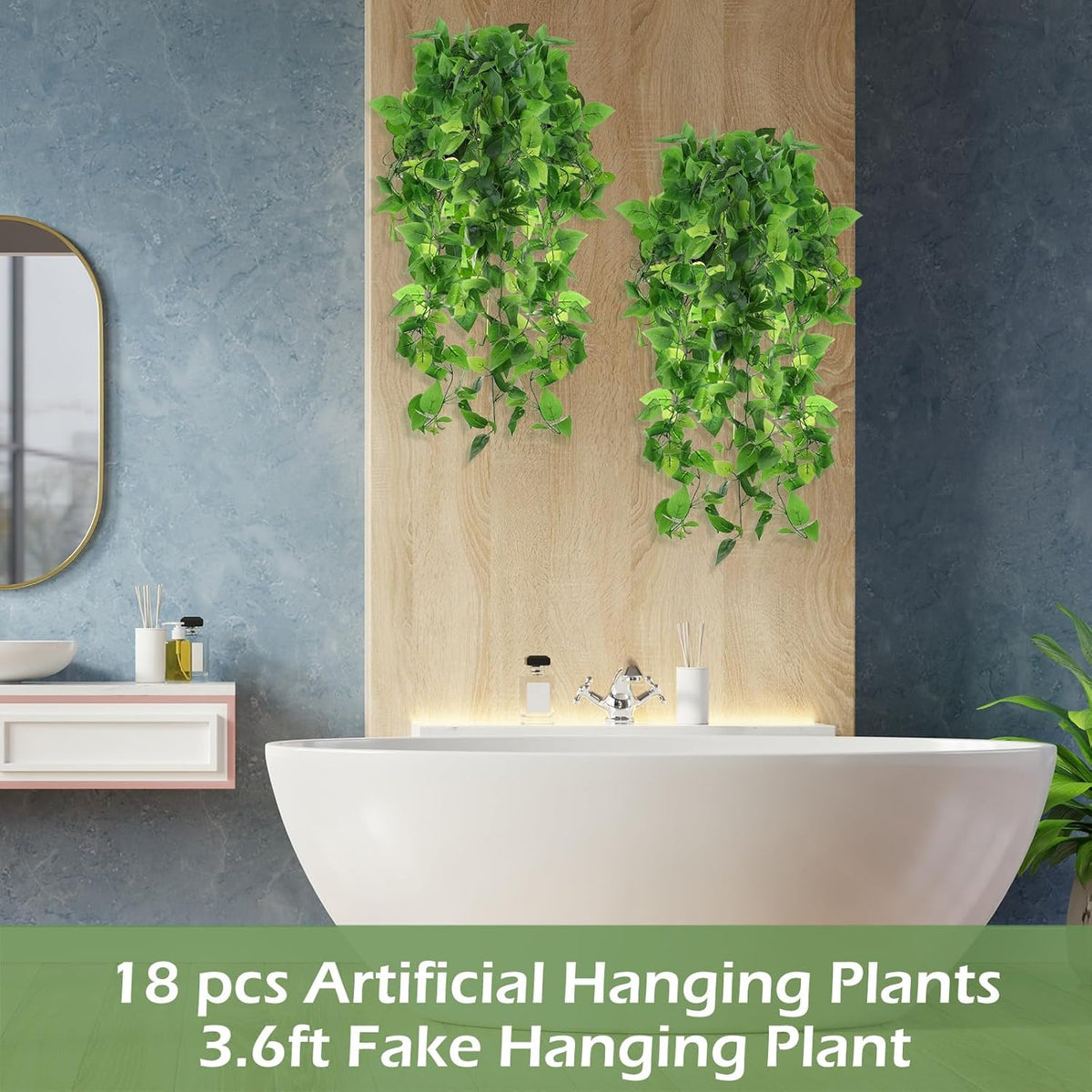 Hoteam 18 Pcs Artificial Hanging Plants 32 Inch Fake Ivy Vines with Fake Leaves Patio Artificial